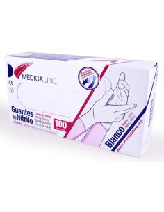 GUANTES NITRILO S/P BLANCO PEQ. 100U MEDICALINE