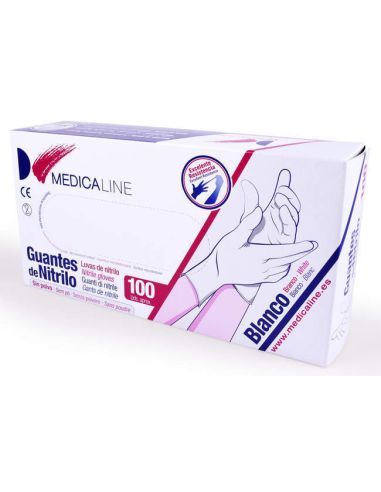 GUANTES NITRILO S/P BLANCO PEQ. 100U MEDICALINE
