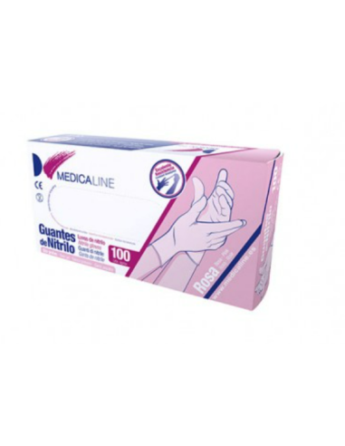 GUANTES NITRILO S/P ROSA PEQ. 100U MEDICALINE