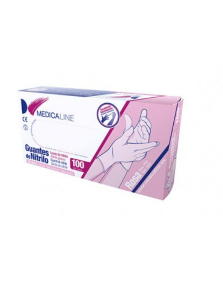 GUANTES NITRILO S/P ROSA PEQ. 100U MEDICALINE