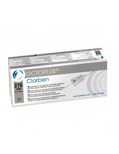 AGUJA OCTOPLUS C/PLAST. 0.4X38 27G LARGA 100U.