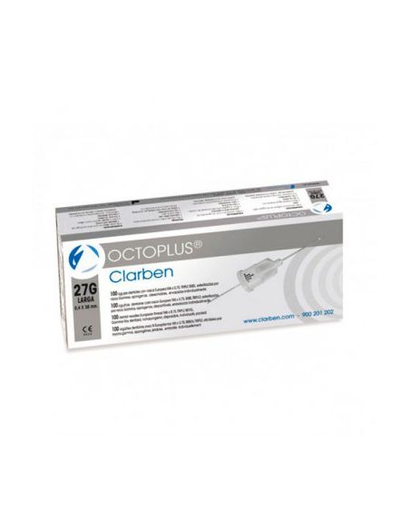AGUJA OCTOPLUS C/PLAST. 0.4X38 27G LARGA 100U.