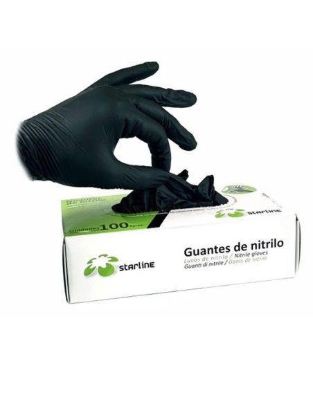 GUANTES NITRILO NEGRO GRANDES 100U STARLINE